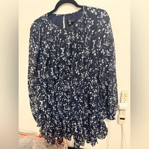 Lulu's Navy and White Floral Dress